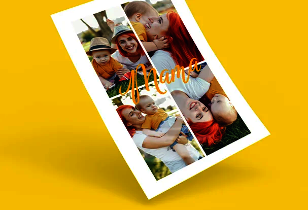 Fotoposter für Mama Collage-Poster mit Fotos von Mutter und Kind und Schriftzug „Mama“ als individuelles Fotogeschenk zum Muttertag für emotionale Wanddekoration