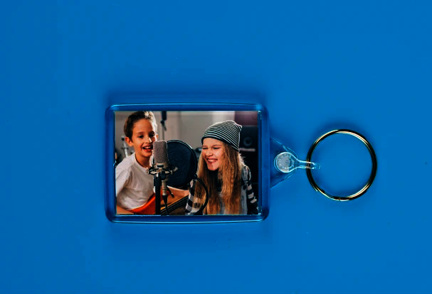 Foto-Schlüsselanhänger für Mama Personalisierter Schlüsselanhänger mit Foto von Kindern beim Musizieren als kleines, persönliches Fotogeschenk zum Muttertag für den Alltag