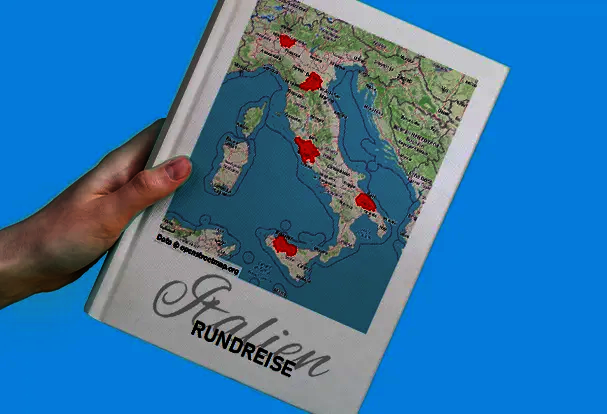Fotobuch-Tipps für Rundreisen mit Karten und Reisedetails. Italien Rundreise mit Karte im Fotobuch – Tipps für kreative Gestaltung und Reiseerinnerungen.