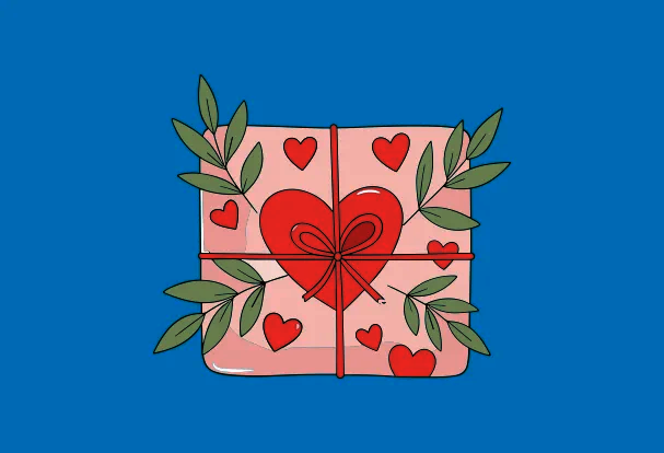 Kreatives Fotogeschenk zum Muttertag Liebevoll verpacktes Geschenk mit Herzmotiv und floralen Elementen als kreative Idee für ein persönliches Fotogeschenk zum Muttertag