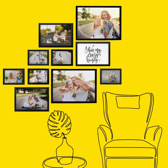 Bilderwand mit Familienfotos kreativ gestalten und Erinnerungen zeigen Moderne Bilderwand mit Familienfotos und Spruch – kreative Wandgestaltung mit Bildern zuhause.