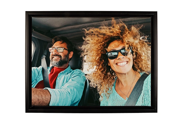 Fotoprodukte Leinwand mit Rahmen personalisiert Fotoprodukte Leinwand mit Rahmen und individuellem Winterfoto von zwei Snowboardern auf einem Berggipfel, personalisierbares Wandbild mit hochwertigem Druck