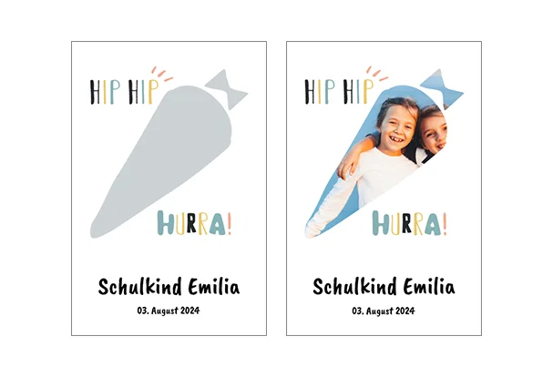 Der Schriftzug „Schulkind Emilia“ und das Zuckertütenmotiv sind individualisierbar und ideal um ein Geldgeschenk zu verpacken. 