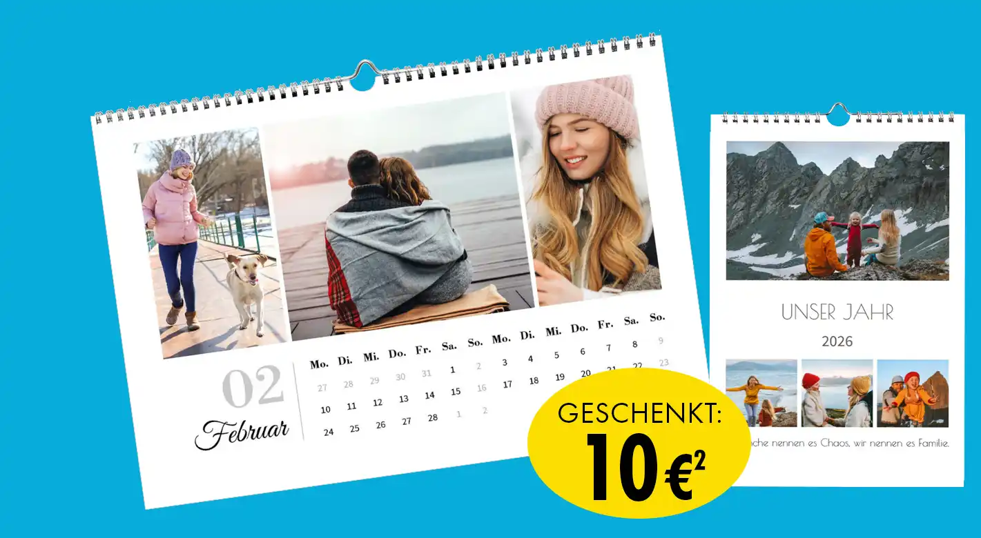 Fotoprodukte für das ganze Jahr – Fotokalender von ORWO Personalisierter Wandkalender als Fotoprodukt von ORWO mit Familienfotos und Monatsübersicht