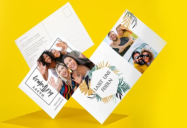 Personalisierte Postkarten – FAQ ORWO Karten Ob "Happy Birthday" oder "Lasst uns feiern" – mit passenden Designs und eigenem Foto werden Postkarten zu ganz persönlichen Grüßen. FAQ ORWO Karten.