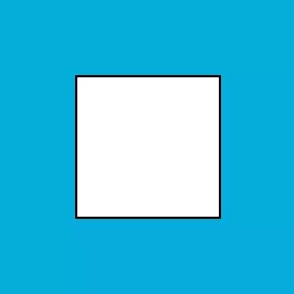 Fotobuch im quadratischen Format Weißes Quadrat mit schwarzer Umrandung auf blauem Hintergrund. Die Grafik steht für die Auswahl „Quadrat“ für das Format deines Fotobuchs.