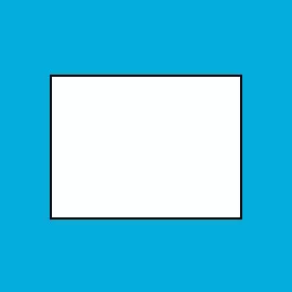 Fotobuch im Querformat Weißes Rechteck mit schwarzer Umrandung im Querformat auf blauem Hintergrund. Die Grafik steht für die Auswahl „Querformat“ für das Format deines Fotobuchs.