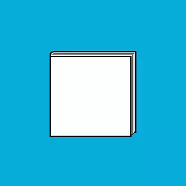 Quadratisches Fotobuch in der Größe 20 x 20 cm Stilisierte Darstellung eines mittelgroßen quadratischen Fotobuchs auf blauem Hintergrund. Die Grafik steht stellvertretend für die Auswahl „20 x 20 cm“ in Bezug auf die Größe deines quadratischen Fotobuchs.